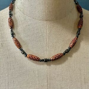 Grey and brown beaded necklace
